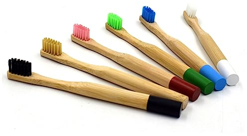 minkissy Bambuszahnbürste mit Weichen Borsten und Blau für Kinder