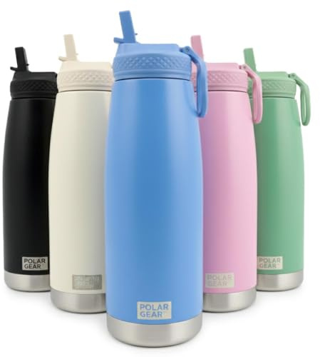 Polar Gear 930ml Double Wall Stainless Steel Water Bottle with Straw | Leakproof Thermal Insulated Water Bottle with Straw | BPA Free Metal Drinking Bottles for Adults for Gym Work Travel (Cornflower)
