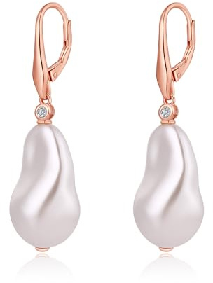 ZDaoBen Orecchini Perle Barocche in Argento Sterling 925 Leverback Perle Simulate Orecchini Pendenti Orecchini Perla Gioielli Regali per Donne