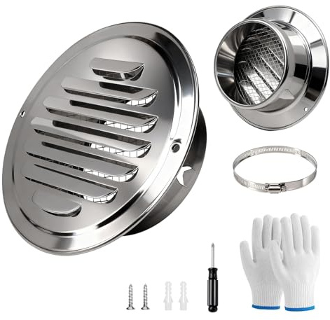 COEWUR Rejilla Ventilacion Redonda 200mm con Red para Insectos para Horno | Rejillas de Ventilacion Acero Inoxidable Rejilla Campana Extractora para Cocina Autocaravanas