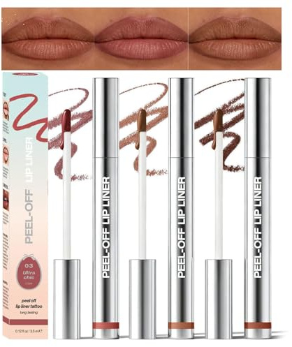 3PCS Peel Off Lip liner Stain, Wasserfest Tattoo Matte Finish Lippenfleck, Lang Anhaltender Übertragungsfest Lippenstift, Hochpigmentierte Farbe für All Skin Types (Terracotta)