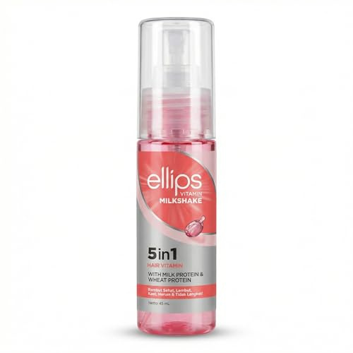 ELLIPS 5 in 1 Hair Vitamin Milkshake 45ml - Spray ohne Ausspülen – Milch- und Weizenproteine – Entwirrt und macht geschmeidig – Glanz und Anti-Frizz – Trockenes/strapaziertes Haar