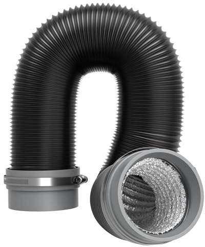 Divalune Abluftschlauch 75 mm 5 m mit Flexiblem Soft-Anschluss | Isoliert & Geruchsneutral,Lüftungsschlauch für einfache Montage, 4-lagiges PVC Alu Flexrohr mit 2 Schlauchschellen