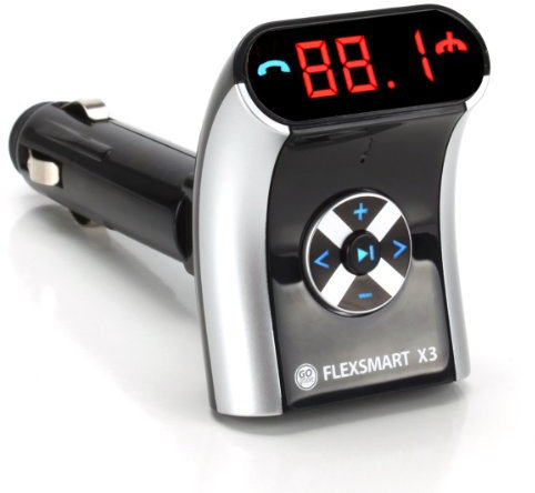 GOgroove FlexSMART X3 Mini-Bluetooth-FM-Transmitter für Autoradio – Aufladen über USB, Freisprechen und Fahren, Musiksteuerung, Aux Line In/Out, MP3- und Audiowiedergabe, kompatibel mit Smartphones