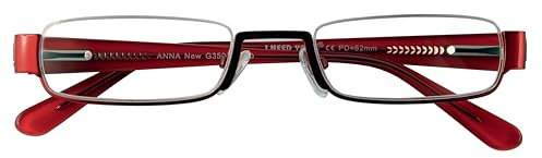 I Need You ANNA New - Stilvolle qualitativ hochwertige Lesebrille für Damen & Herren - Leichtes, modernes Design inklusive Hartschalen-Etui – Nylorhalbbrille mit Acetatbügel