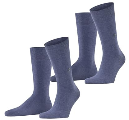 Burlington Herren Socken Everyday Multipack M So Baumwolle einfarbig 2 Paar, Blau Light Denim 6660, 40-46