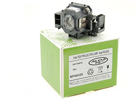 Alda PQ Premium, Lámpara de proyector Compatible con EPSON EB-140W, EB-410W, EB-410WE, EMP-400, EMP-400E, EMP-400W, EMP-410W, EMP-410WE, EMP-822, EMP-822H, EMP-83 Proyectores, lámpara con Carcasa