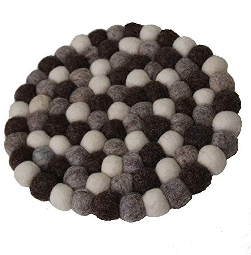Maharanis Fairtrade Filz Untersetzer Topf Untersetzer Kiesel Natur hell 22 cm handgefertigt aus Reiner Wolle, hitzebeständig