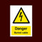 Danger Buried Cable Plastic Sign (WEH51) - Electric Hazard, Voltage, Danger of Death, Cables, Wires, Electric Fence