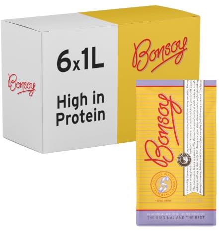 Bonsoy Soya Milk, Premium Plant-Based Drink, High Protein, 1 Litre (6 Pack) | Barista-Quality, High in Protein, Dairy & Lactose-Free, No Added Cane Sugar, Low Fat, Perfect for Coffee, Cereal & Smoothies