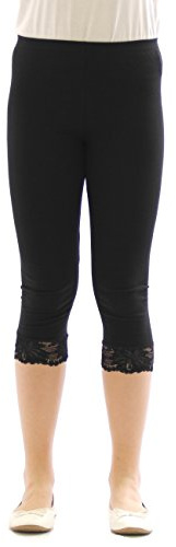 YESET Mädchen Kinder Leggings Leggins Hose Capri 3/4 kurz mit Spitze Baumwolle