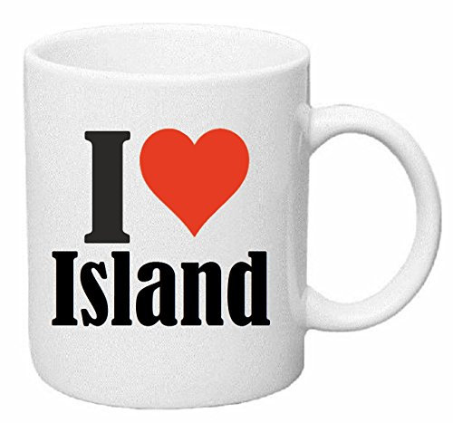 Reifen-Markt Kaffeetasse I Love Island Keramik Höhe 9,5cm ? 8cm in Weiß