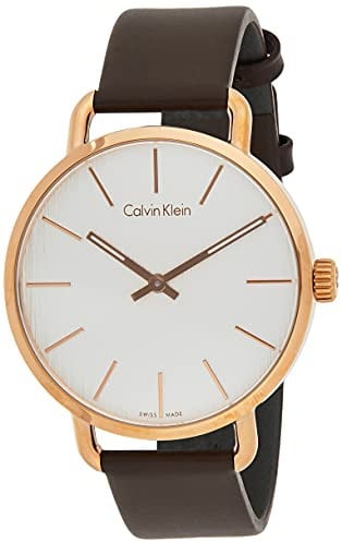Calvin Klein Damen Analog Quarz Uhr mit Leder Armband K7B216G6