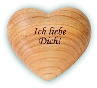 Waldfabrik Black Forest Herz mit Gravur aus Zierholz, ideal als Geschenkidee und Glücksbringer, Spruch wählbar (Ich Liebe Dich!)