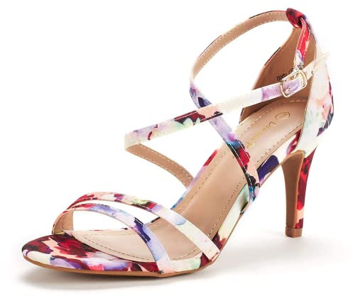 DREAM PAIRS Women's Gigi Fashion Stilettos Open Toe Pump Heel Sandals Floral Size 7.5