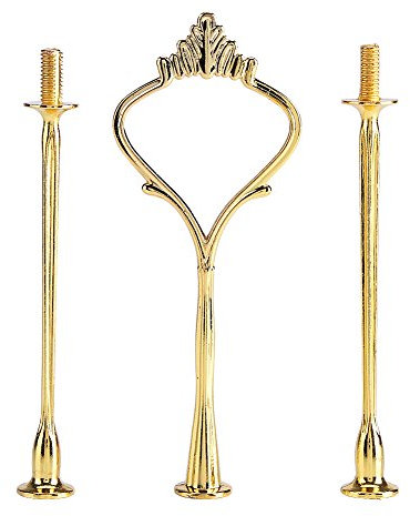 3-tiers Crown Gold Classical Crown Cake Plate Stand Handle Cake Stand Plate Display Holder Handle Fittings Metal (3-tiers Crown Gold)(Gold)