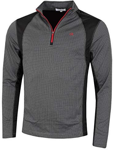 Calvin Klein Mens Micro Grid Half Zip Mid Layer - Slate/Red - XXL