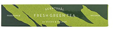 nippon kodo Japanisches Räucherstäbchen Scentsual Aroma Grüner Tee Frischer Grüner Tee, 25 Minuten, inkl. natürlichem Räuchergefäß