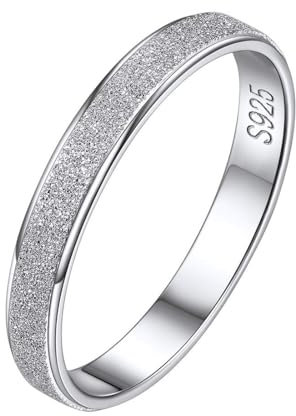 ChicSilver Damen 3mm breit gebürstet Bandring Hochglanzpoliert Fingerring in Größe 54 Einfach Partnerring für Mama Freundin