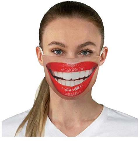 AmyGline Lustige Mundschutz Bandanas mit 3D Motiv Waschbar Mund-Nasen-Schutz Wiederverwendbare Staubdicht Atmungsaktiv Multifunktionstuch Halstuch - Rot, 1 Stück (1er Pack)