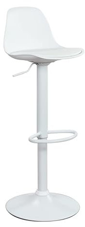 Vaukura Taburete Alto Regulable para Cocina/Bar Tulipa con Asiento Acolchado (White)