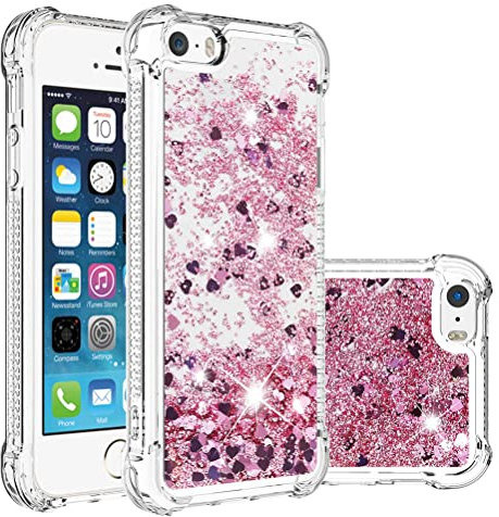 COTDINFOR Kompatibel mit iPod Touch 7 Hülle Flüssigkeit Glitzer Stoßfest Fließend Glänzend Schlank Hülle für Schutzhülle Silikon Handyhüllen für Pod Touch 5/6 TPU Love Rose Gold YBWTLS.