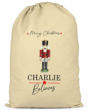 Shopagift Personalised Nutcracker Any Name Christmas Sack Decoration Xmas Gift Bag for Presents X-Large 70cm x 50cm
