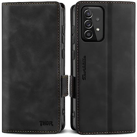 Thorhülle Handyhülle für Samsung Galaxy A52S 5G Hülle,[Magnetschnalle][Kartensteckplatz][Halterungsfunktion],Premium-Leder-Flip-Handyhülle für Samsung Galaxy A52 4G/5G/A52S 5G Hülle Schwarz