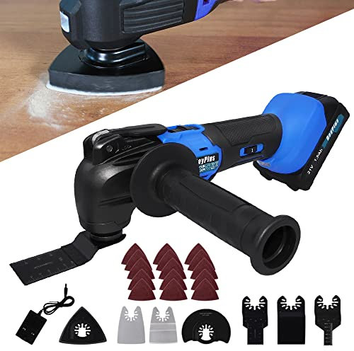 Multi Oscillating Power Tool Sander Cordless Cutting and Grinding Machine Brushless Oscillating Saw with Battery and Charger, 22-Piece Universal Accessoriesy Kit for Sanding Cutting Polishing