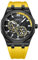 TEINTOP Uhren für Herren Automatik Planet Armbanduhren Silikon Armband Uhr (Gelb Schwarz)