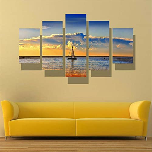 Targawerelax Impressions Sur Toile Paysage Marin Impression Toile Mur Art Affiche Salon Photos Peintures Chambre Décor Décor À La Maison 5 Panneau Pas Encadré 50x25cm