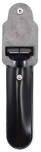 BORODA Razor Reiseetui für Rasierer Gillette Fusion, Mach3, ProGlide, ProShield, PU-Leder, Schwarz, Schwarz , Schutzhülle aus PU-Leder für Rasierer