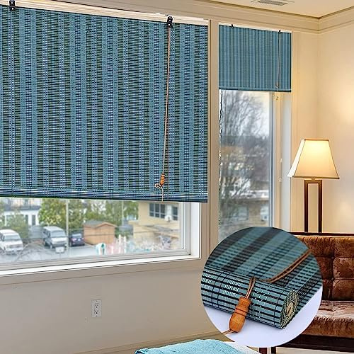 DUYULIANG Retro Bambusrollo Blickdicht, Bambus Rollo Hochwertiges Fenster-Rollo Für Innen, 80 110 120 160cm Raffrollo Vorhang Sichtschutz Sonnenschutz Lichtfilter-Rollo