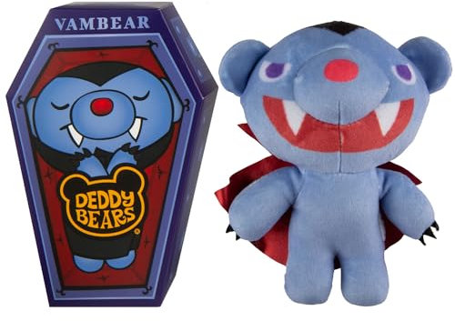 Deddy Bears - Vambear Soft Toy 15cm With Coffin Plush - Halloween - Indoor Decorations, Props, Spooky Cuddlies Gifts, Creepy Children's and Adults Collectables Vambear