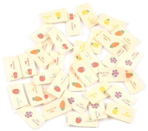 50 Stück gemischte Cartoon-Frucht-Etiketten, bedrucktes Stoffetikett, Nähen, Kleidung, DIY, Flagge, Schuh, Kleidung, Etikett, handgefertigtes Handwerk, Zubehör, C2891-50 Stück Mix