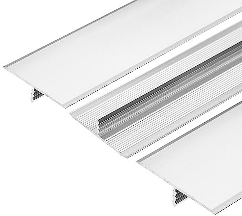 sourcing map 3pcs Aluminum T Molding Floor Transition Strip, 35.4inch Door/Tile/Carpet to Tile Transition Strip, Doorway Edge Trim for Wood Vinyl Laminate Floors, 36inch x 1.3inch Silver