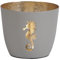 Seaside No.64 - Maritime Windlichter Baltic aus Metall mit ausgestanzten Motiven - Verschiedene Farbkombinationen für Teelichter & Stumpenkerzen in Haus und Garten (Seepferdchen - grau, Gold)