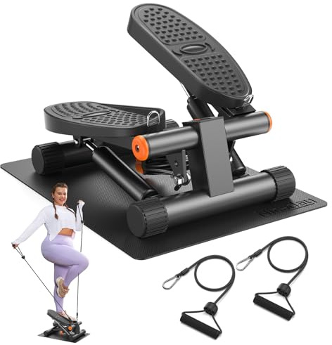Niceday Steppers for Exercise, Mini Stair Stepper with Resistance Bands at Home Workout Equipment with 300LBS Loading Capacity, Hydraulic Fitness Stepper with LCD Monitor with Mat