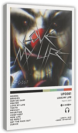 Ufo361 Love My Life Album Poster Leinwand Poster Schlafzimmer Dekor Sport Landschaft Büro Zimmer Dekor Geschenkrahmen 60 x 90 cm