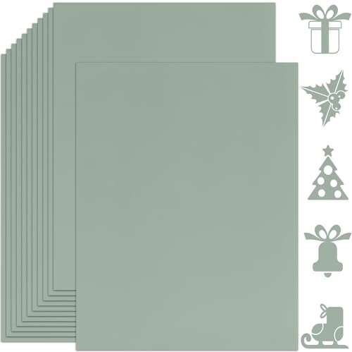 Twavang 25 Blatt Salbeigrün Kartonpapier, 21,6 x 27,9 cm, 250 g/m²/41,7 kg dickes Papier für Scrapbooking, Einladungen, Druck und DIY-Karten