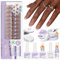 Saviland Kit Complet Faux Ongles Carrés Français, 500 Pièces Nudes Français Press on Nails avec Lampe a Ongle U V, Gel Construction Ongle, Huile Cuticule, Top Coat, Autocollants Adhesif, Dissolvant