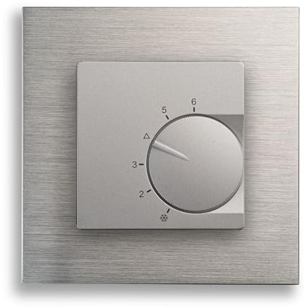 Raumtemperaturregler System Eberle unter Putz alu mit Abdeckrahmen Serie Gira (Esprit Edelstahl)