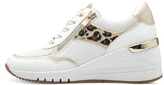 MARCO TOZZI Damen Wedge Sneaker mit Reißverschluss Vegan, Mehrfarbig (White/Dune), 36 EU