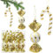 12 Stück Glitzer Weihnachtsbaumschmuck Gold,XXL Weihnachtskugeln Zuckerstangen Deko,Weihnachten Weihnachtsbaum Anhänger Tannenbaumschmuck Weiß Gold für Weihnachtsbaum Deko Christbaumschmuck