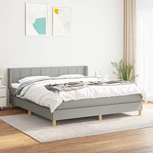 OHOOWOO Boxspringbett mit Matratze Hellgrau 180x200 cm Stoff,Boxspringbett Deluxe: Für erholsame Nächte und angenehmes Liegen