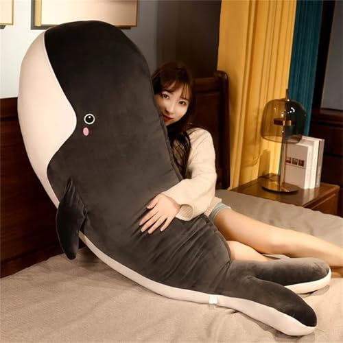 Walfisch Plüschtier Puppe Stofftier Niedlicher Wal Wurfkisse, für Kinder Mädchen Jungen Geburtstagsgeschenk TröSten Kuscheln Einschlafhilfe (50 cm,Schwarz)