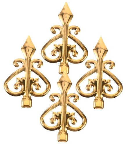 Angoily 4pcs Garden Decoration Tip Fence Post Topper Fence Replacement Part Fence Finials Trident Fences Finial Fence Topper Outdoor Fence Finial Taper Fletching Aluminum Alloy Golden