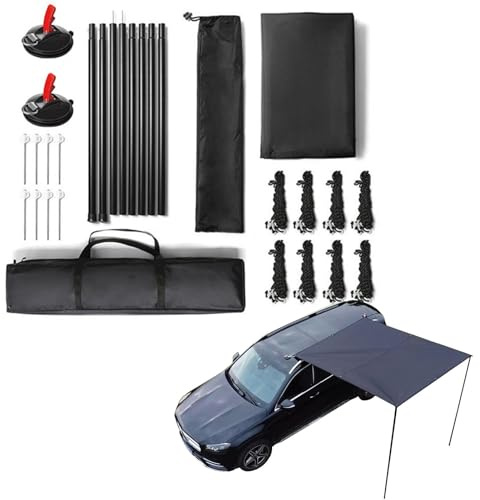 Autovorzelt – Sonnenblende für Dachgepäckträger | Autovorzelt UV50+, Seitensonnenblende Pu3000 mm für Camping und Landung, Camping im Freien, Seitenmarkise