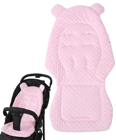 Universal Sitzauflage für Buggys, Kinderwagen, Fahrradanhänger, Baumwolle, Atmungsaktiv, Weich, Einfache Befestigung,Sommer & Winter 80x40cm (ROSA)