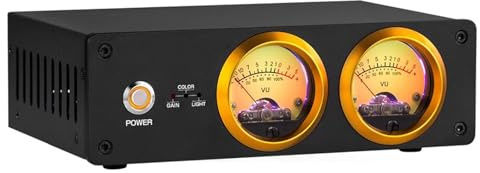 Vituord Dual Analog VU Meter Amplifier, Speaker Selector Switch, with DB Panel, Brightness/Color/Gain Adjustable, Audio Visualizer, for Tube Amps, Home Audio Component